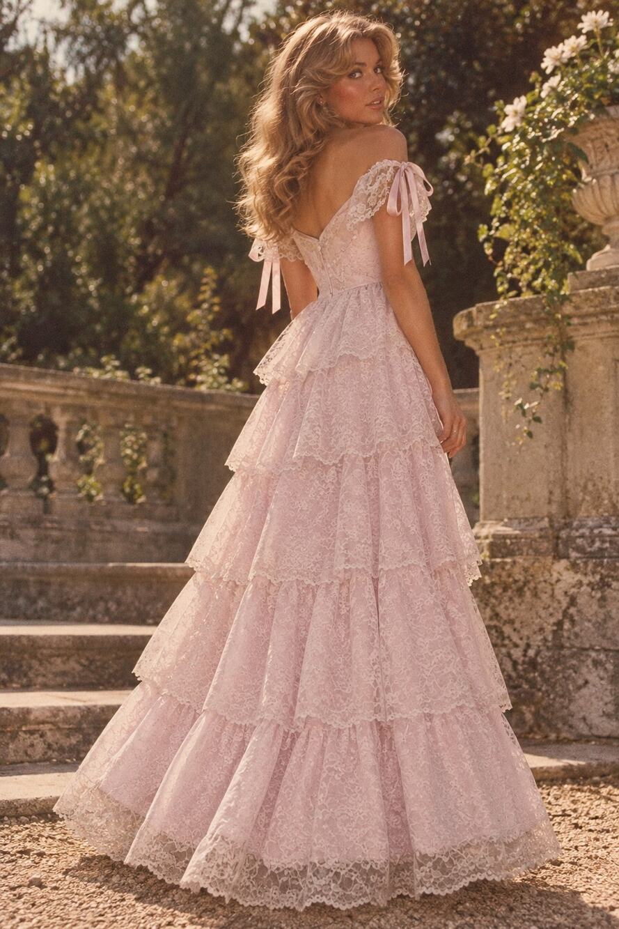 Vtg 70s Dance Allure Pink Prom Dress Lace Size XS Bride Fairycore Boho Prairie